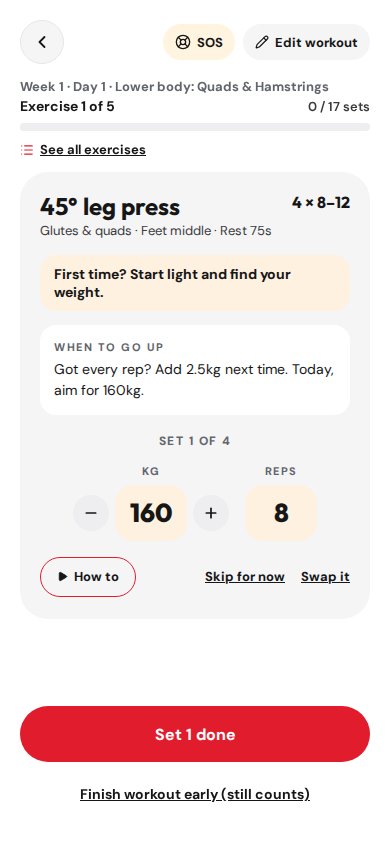 A men's side workout in progress